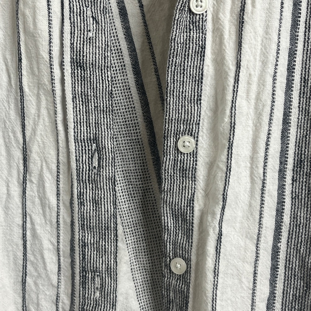 Harper Striped Button Front Short Sleeve Blouse Small Neutral Minimalist - Picture 5 of 7